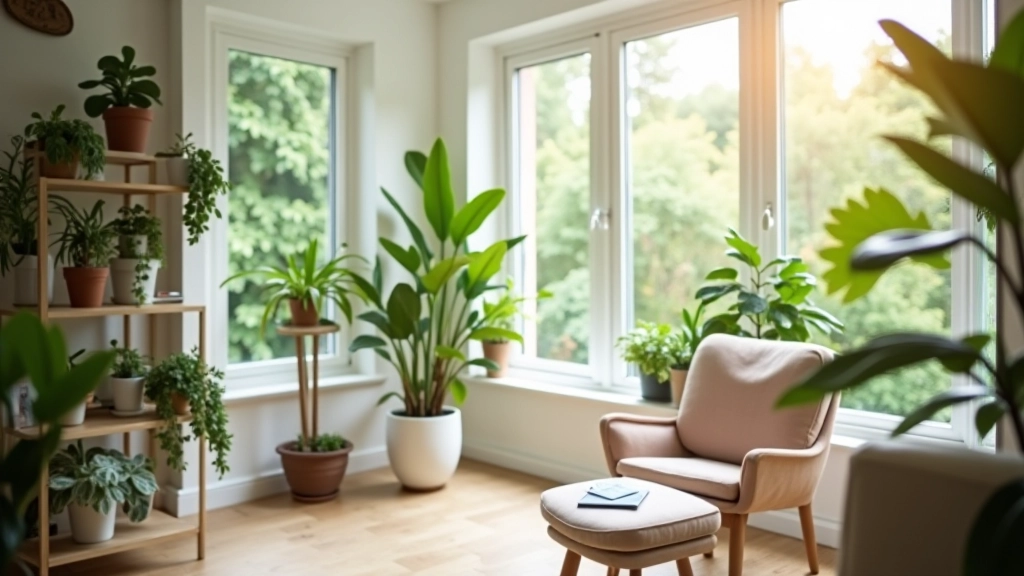 Bright, airy interior with plants and natural light